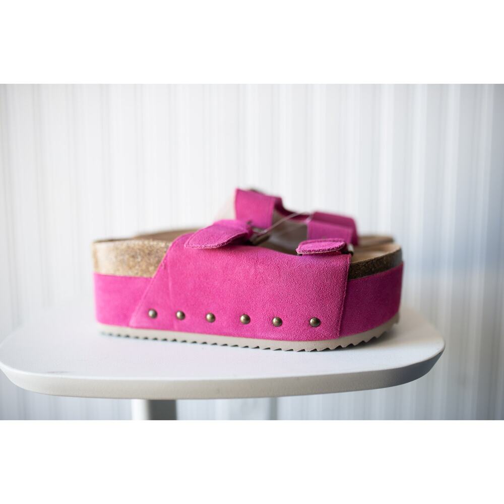 Free People Intentionally Blank Rule Breaker Platform Sandals Pink Suede 37 - Picture 2 of 7